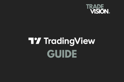 Logo van TradingView met de tekst "GUIDE" en de merknaam "TRADE VISION."