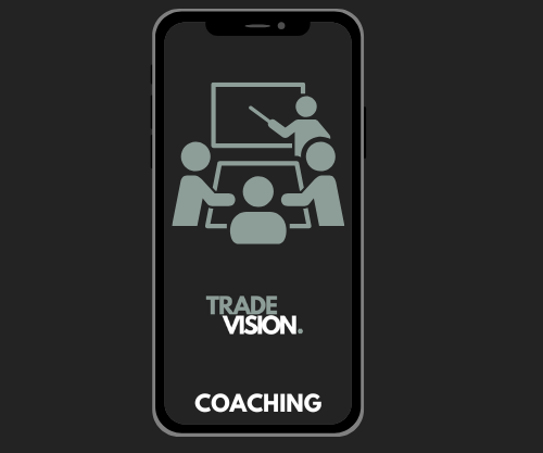 Illustratie van een smartphone met mensen in een coachingssessie.